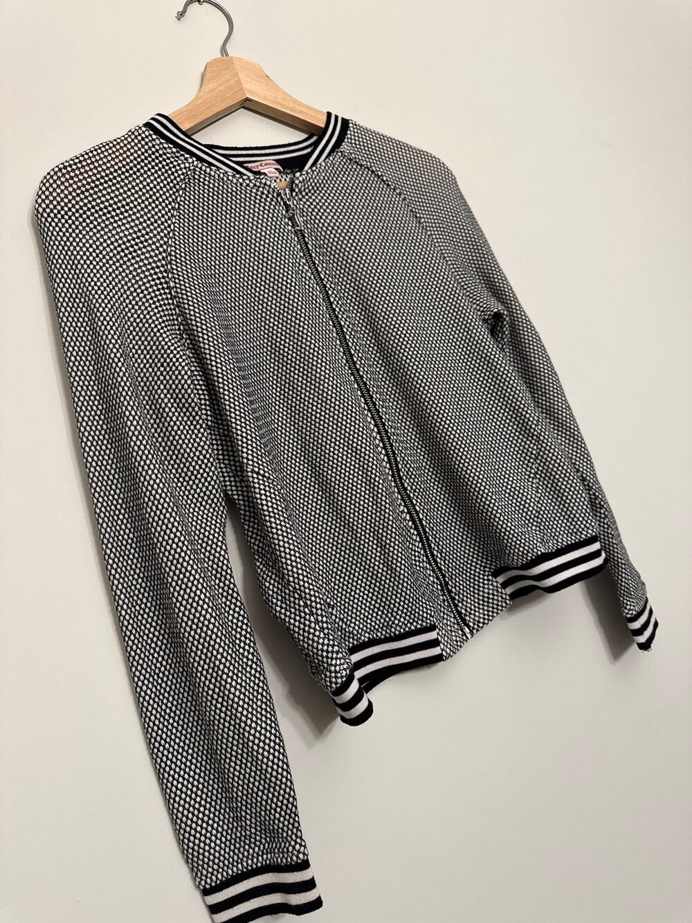 Juicy Couture Black & White‎ Mesh Bomber Jacket – Size M
